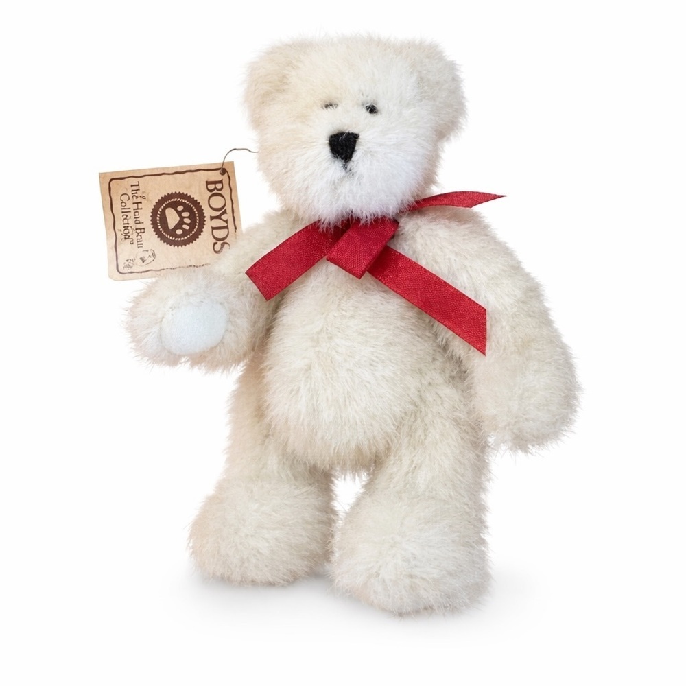 Boyds Bears Plush Cream Bear with Red Ribbon